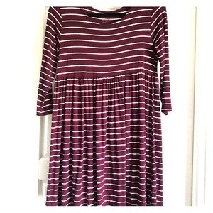 Maroon with white stripes babydoll dress